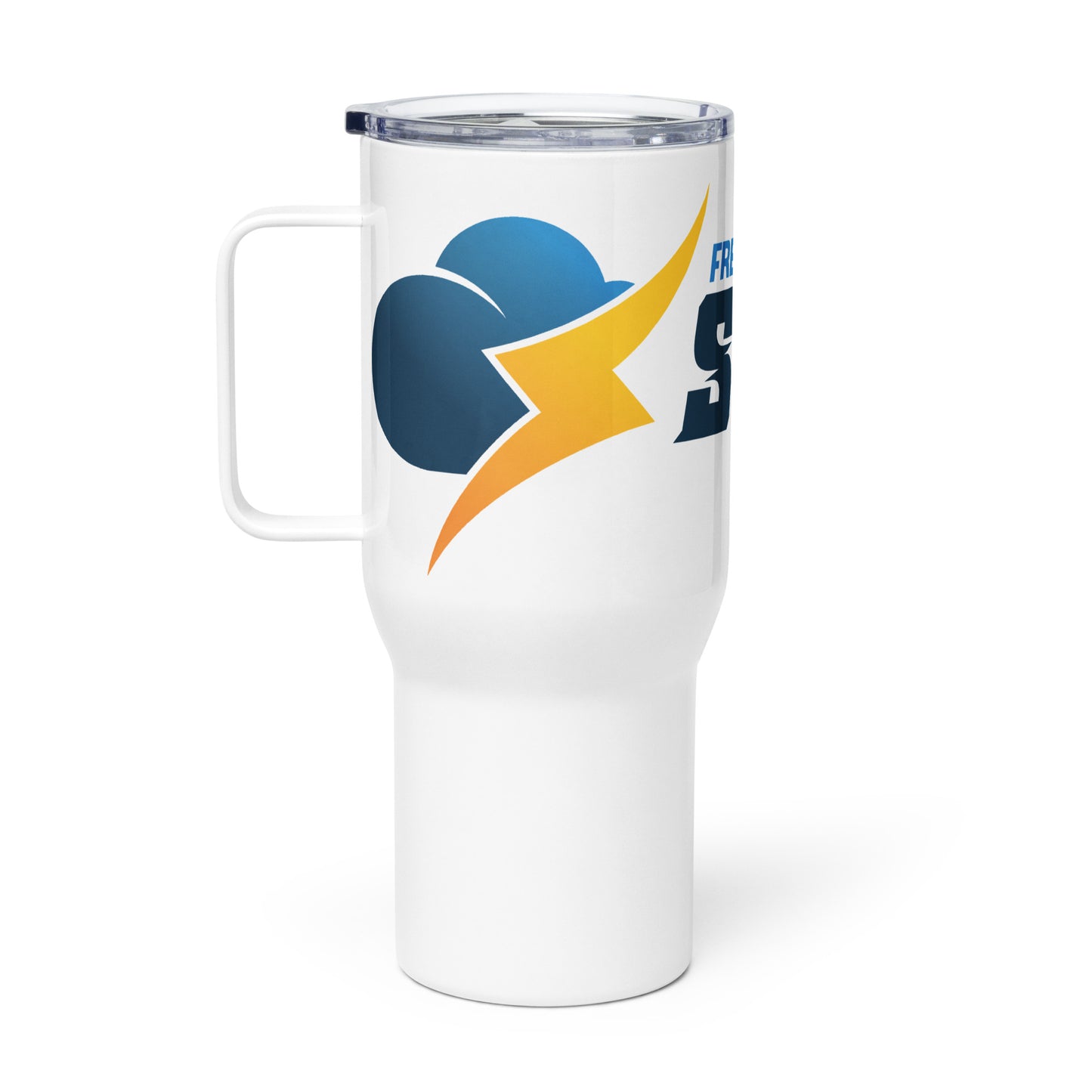 Travel mug with a handle